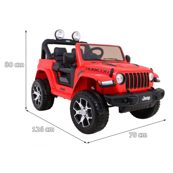 Jeep Wrangler Rubicon na akumulator dla dzieci Czerwony + Pilot + Radio MP3 LED + Koła EVA